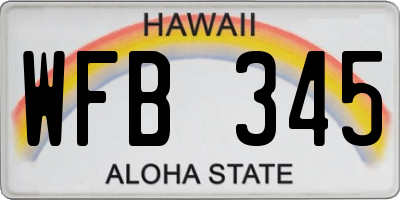 HI license plate WFB345
