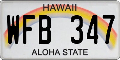 HI license plate WFB347