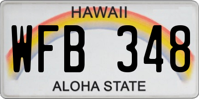HI license plate WFB348
