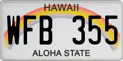 HI license plate WFB355