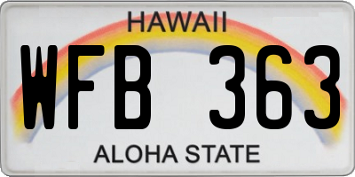 HI license plate WFB363