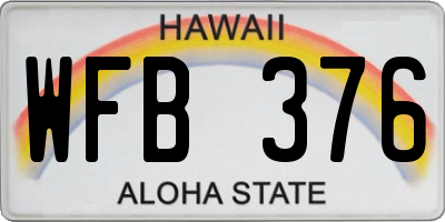 HI license plate WFB376