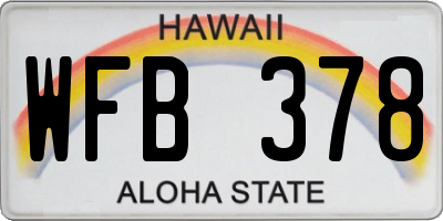 HI license plate WFB378