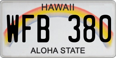 HI license plate WFB380