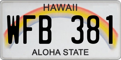 HI license plate WFB381