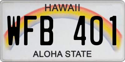 HI license plate WFB401