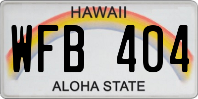 HI license plate WFB404