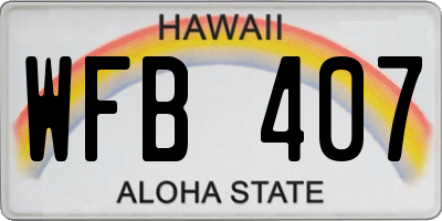 HI license plate WFB407
