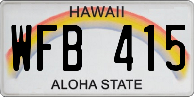 HI license plate WFB415