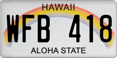 HI license plate WFB418