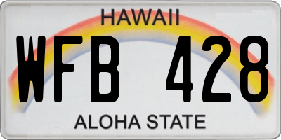 HI license plate WFB428