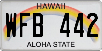 HI license plate WFB442