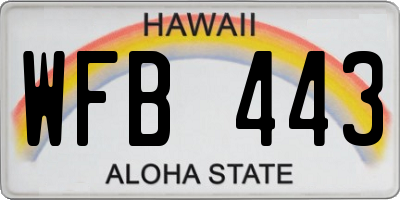 HI license plate WFB443