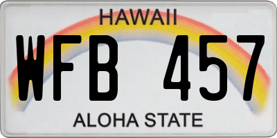 HI license plate WFB457