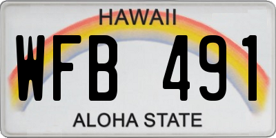HI license plate WFB491