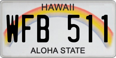 HI license plate WFB511