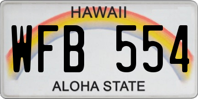 HI license plate WFB554