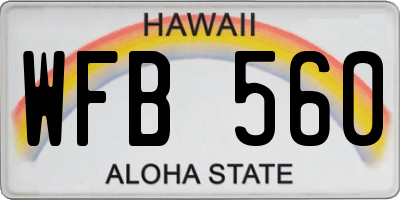 HI license plate WFB560