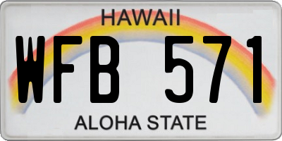 HI license plate WFB571