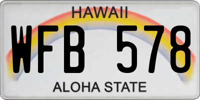 HI license plate WFB578
