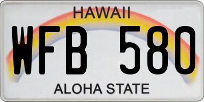 HI license plate WFB580