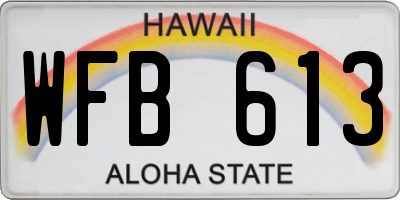 HI license plate WFB613