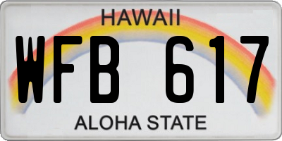HI license plate WFB617