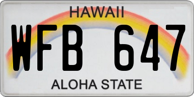 HI license plate WFB647