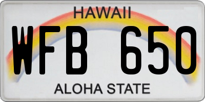 HI license plate WFB650
