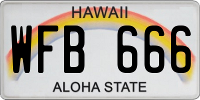 HI license plate WFB666