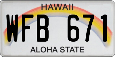 HI license plate WFB671
