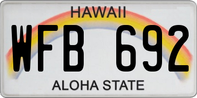 HI license plate WFB692