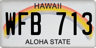 HI license plate WFB713