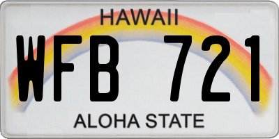HI license plate WFB721