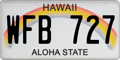 HI license plate WFB727