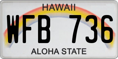 HI license plate WFB736