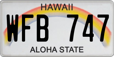 HI license plate WFB747