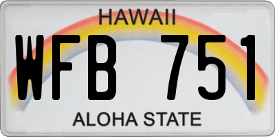 HI license plate WFB751
