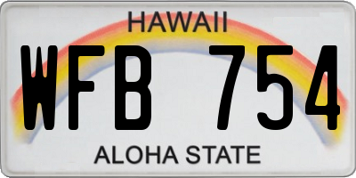 HI license plate WFB754