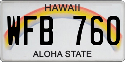 HI license plate WFB760