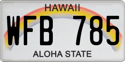 HI license plate WFB785