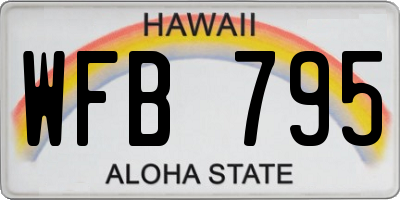 HI license plate WFB795