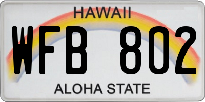 HI license plate WFB802
