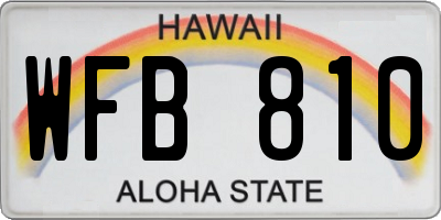 HI license plate WFB810