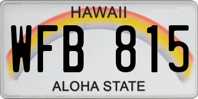 HI license plate WFB815