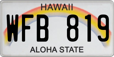 HI license plate WFB819