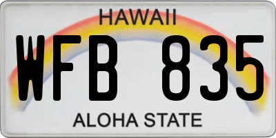 HI license plate WFB835