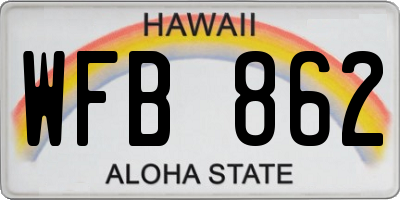 HI license plate WFB862