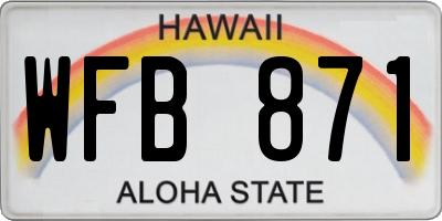 HI license plate WFB871