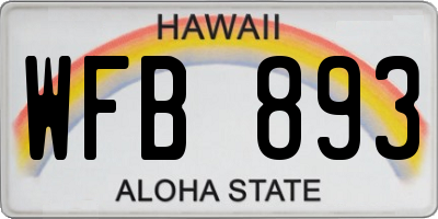 HI license plate WFB893